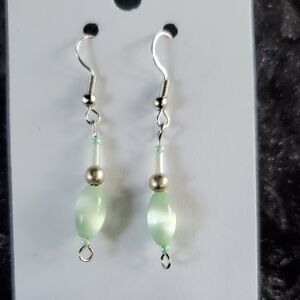 Elegant Silver and Green Dangle Earrings